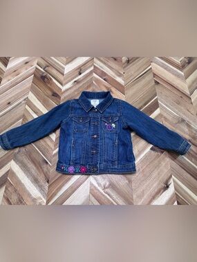 Old Navy Toddler Floral Embroidered Denim Jacket - Size 3T